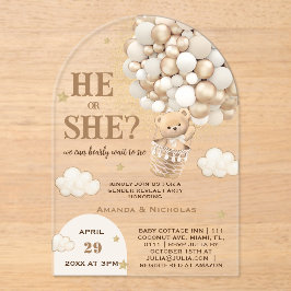 Hij of zij Teddy Bear Geslacht Onthullen Acryl Uitnodigingen