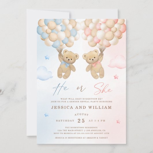 Hij of zij Teddy Bear Geslacht Onthullen Kaart (Voorkant)