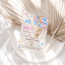 Hij of zij Teddy Beer Hete Luchtballon Geslacht On