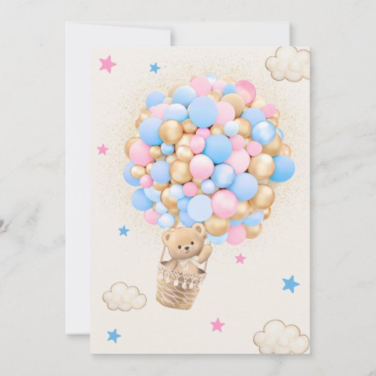 Hij of zij Teddy Beer Hete Luchtballon Geslacht On Kaart (Achterkant)