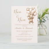 Hij of zij teddybeer met ballonnen Gender Reveal I Kaart (Staand voorkant)