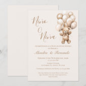 Hij of zij teddybeer met ballonnen Gender Reveal I Kaart (Voorkant / Achterkant)