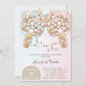 Hij of zij teddybeer met ballonnen kaart (Voorkant)