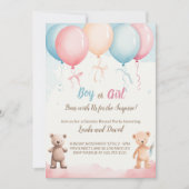Hij of zij: Teddy's Gender Reveal Party Uitnodigin Kaart (Voorkant)