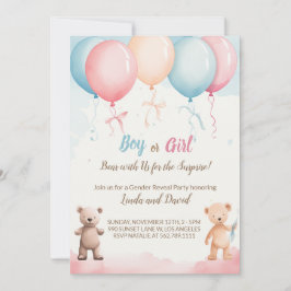 Hij of zij: Teddy's Gender Reveal Party Uitnodigin Kaart