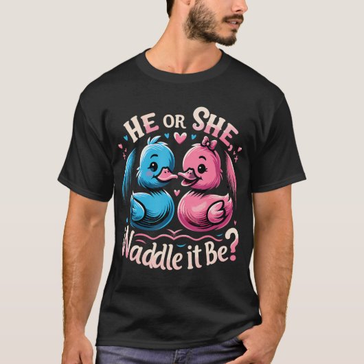 Hij of zij waddle het Shirt Schattigee eend gender (Voorkant)