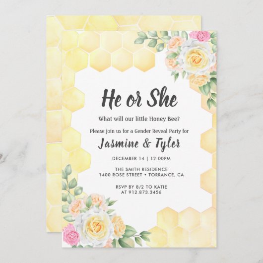 Hij of zij wat Baby zal zijn Geslacht onthullen Kaart (Voorkant / Achterkant)