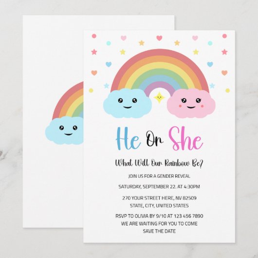 Hij of zij wat onze regenboog zal zijn Geslacht on Kaart (Voorkant / Achterkant)