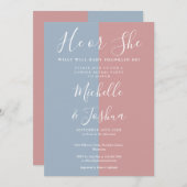 Hij of zij wat wordt Baby gender reveal party Kaart (Voorkant / Achterkant)