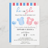 Hij of zij wat zal Baby zijn blauw roze minimaal S Kaart (Voorkant / Achterkant)