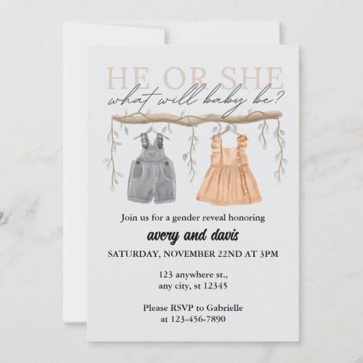 Hij of zij, wat zal baby zijn Boho Gender Kaart (Voorkant)