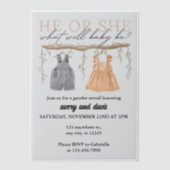 Hij of zij, wat zal baby zijn | Boho Vellum Uitnodigingen (Voorkant)