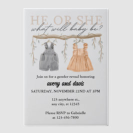 Hij of zij, wat zal baby zijn | Boho Vellum Uitnodigingen