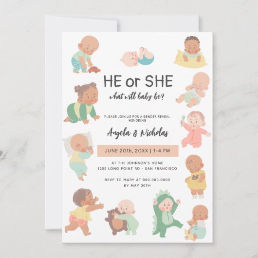 Hij of zij wat zal Baby zijn Schattigee gender ope Kaart (Voorkant)