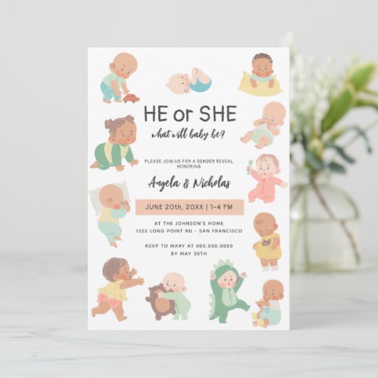 Hij of zij wat zal Baby zijn Schattigee gender ope Kaart (Staand voorkant)