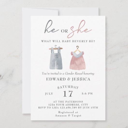 Hij of zij wat zal Baby zijn Waterverf Boho Modern Kaart (Voorkant)