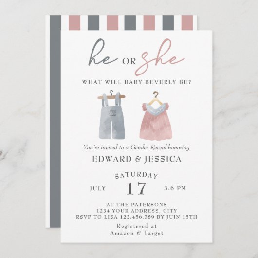 Hij of zij wat zal Baby zijn Waterverf Boho Modern Kaart (Voorkant / Achterkant)