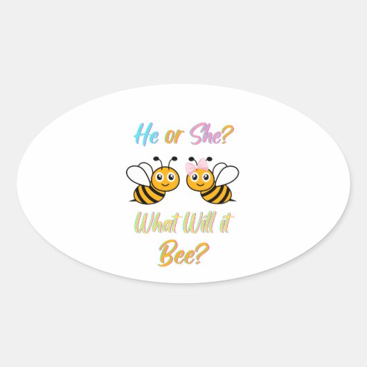 Hij of zij wat zal het worden? T-Shirt Oval Sticke Ovale Sticker (Voorkant)