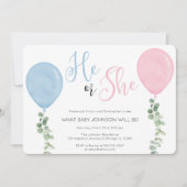 Hij of zij Waterverf Ballonsekse onthult feest Kaart (Voorkant)