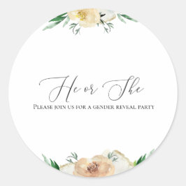 Hij of zij Waterverf Bloemen Geslacht Onthullen St Ronde Sticker