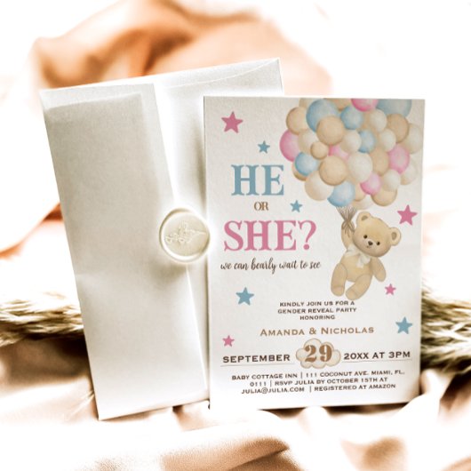 Hij of zij Waterverf Boho Gender Reveal Blue Pink Kaart