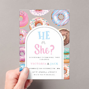 Hij of zij Waterverf Donut Pattern gender reveal Acryl Uitnodigingen