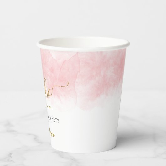 Hij of zij Waterverf Gold Glitter Gender onthullin Papieren Bekers (Achterkant)