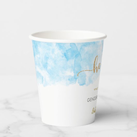 Hij of zij Waterverf Gold Glitter Gender onthullin Papieren Bekers (Voorkant)