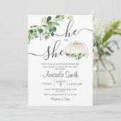 Hij of zij White Pumpkin Gender onthulling Kaart (Staand voorkant)