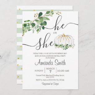Hij of zij White Pumpkin Gender onthulling Kaart