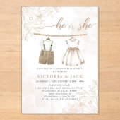 Hij of zij Wildflower Baby kleding Geslacht onthul Acryl Uitnodigingen (Voorkant)