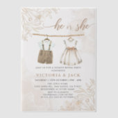 Hij of zij Wildflower Baby kleding Geslacht onthul Vellum Uitnodigingen (Voorkant)