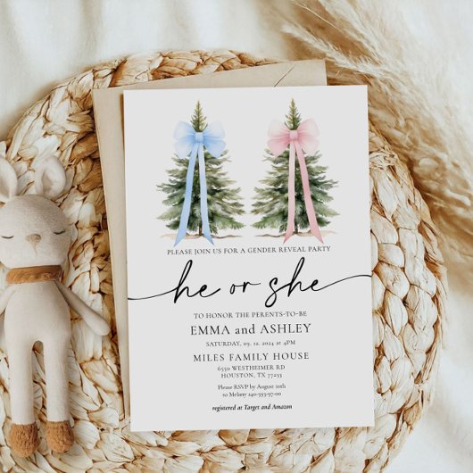 Hij of zij Winter Bow Geslacht Onthulling Uitnodig Kaart