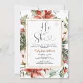 Hij of zij Winter Kerstmis Bloemen Geslacht Onthul Kaart (Voorkant)