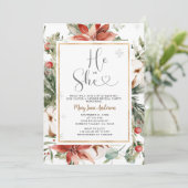 Hij of zij Winter Kerstmis Bloemen Geslacht Onthul Kaart (Staand voorkant)