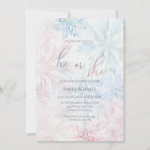 Hij of zij Winter Pink Blue Snowflake Gender Party Kaart (Voorkant)