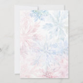 Hij of zij Winter Pink Blue Snowflake Gender Party Kaart (Achterkant)