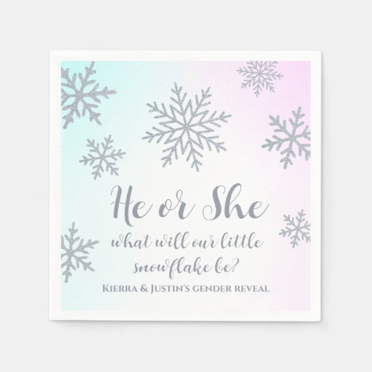 Hij of zij Winter Wonderland Gender Reveal Party Servet (Voorkant)