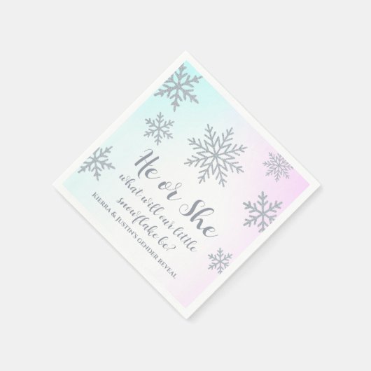 Hij of zij Winter Wonderland Gender Reveal Party Servet (Hoek)