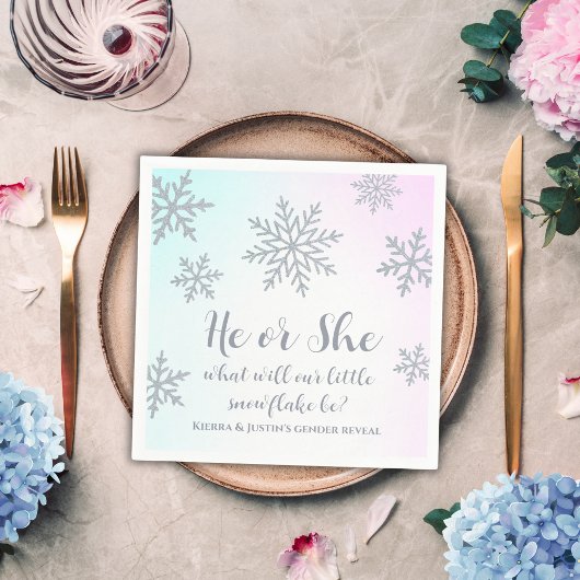 Hij of zij Winter Wonderland Gender Reveal Party Servet