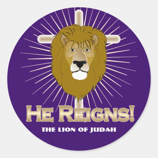 Hij regeert! De Leeuw van Juda STICKERS (Voorkant)