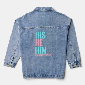 Hij respecteert zijn voornaamwoorden transgender L Denim Jacket