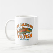 Hij riep mij om te vissen Mattheüs 4 19 Visvangst  Koffiemok (Links)