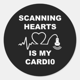 Hij scant is mijn cardio sonograaf Echo Ronde Sticker