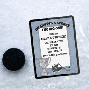Hij Schiet, Scoort De Grote, Hockey 1e Verjaardag Kaart