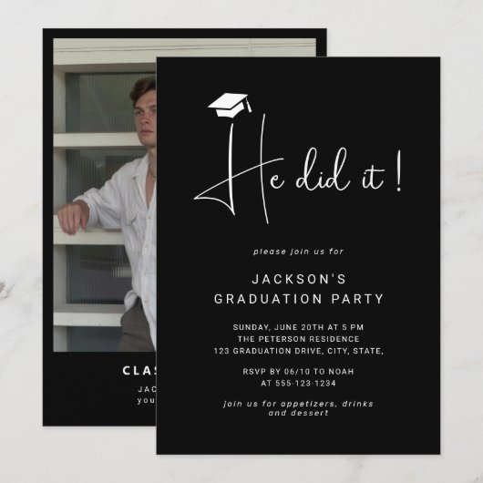 Hij schreef het script voor de Minimal Photo Gradu Kaart (Voorkant / Achterkant)