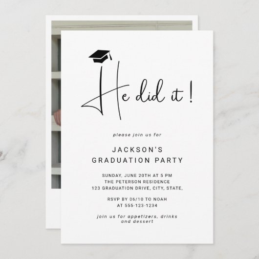 Hij schreef het script voor de Minimal Photo Gradu Kaart (Voorkant / Achterkant)