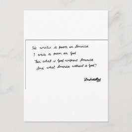 Hij schrijft een gedicht over Amerika Briefkaart