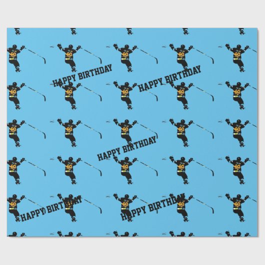 Hij scoort! - IJshockeyspeler Cadeaupapier (Vlak)