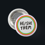 HIJ/SHE/THEM Pronouns Rainbow Bright Circle Rings Ronde Button 3,2 Cm<br><div class="desc">Decoreer je outfit met deze coole kunstknop. U kunt het aanpassen en tekst ook toevoegen. Bekijk mijn winkel voor veel meer kleuren en patronen! Laat me weten of je ook iets op maat wilt.</div>